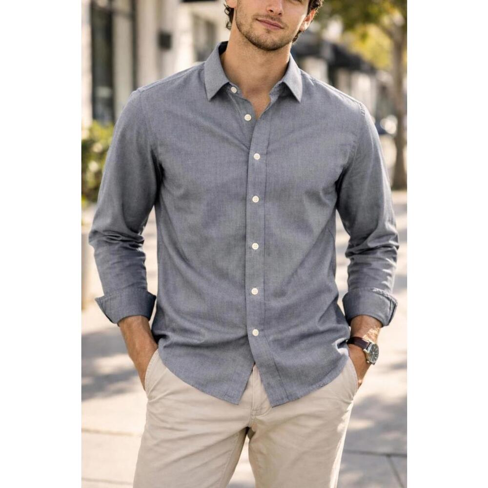 UNTUCKit Orville-WF Slim Fit Blue Button Down Shirt 2023- Wrinkle Free Medium